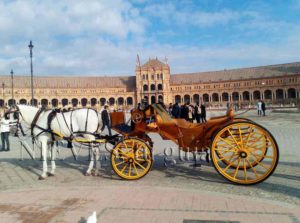 Horse carriage in the Plaza de España in Seville