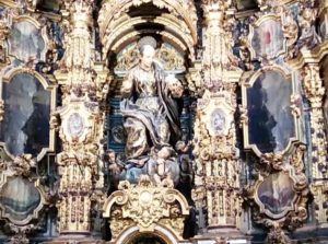 Baroque details of the Church of San Luis of the French in Seville