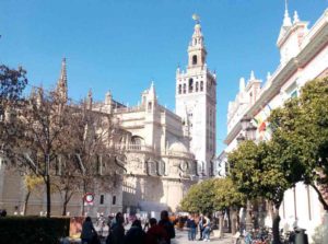 General view of the cathedral and the Giralda of Seville