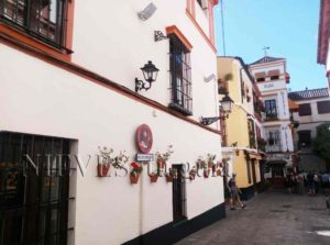 Typical street of Barrio de Santa Cruz